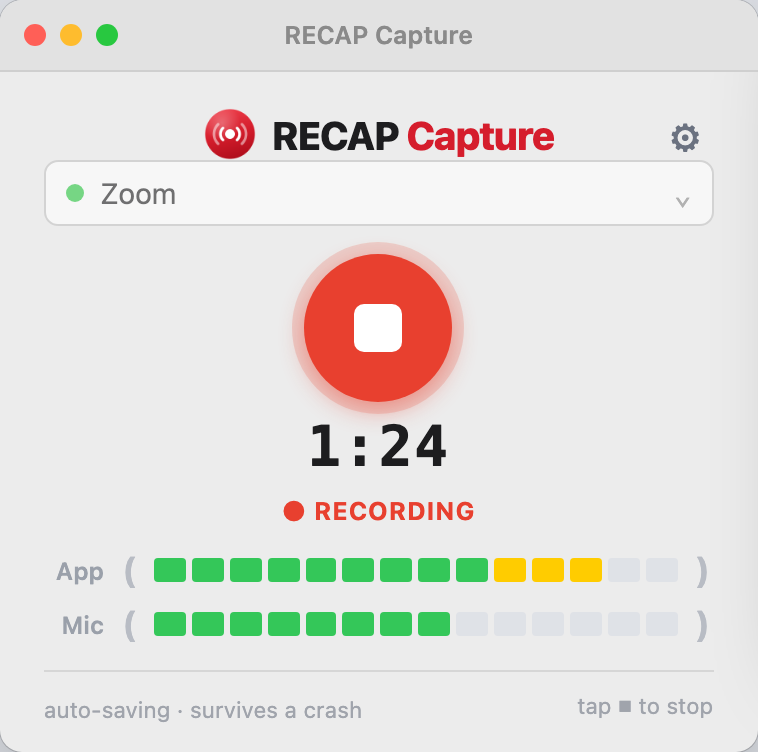 RECAP Capture recording a Zoom call on a Mac